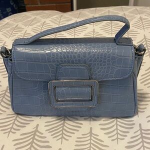 Elegant Blue Faux Crocodile Women’s Bag